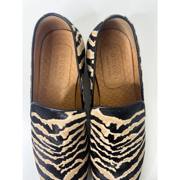Gucci Pony Hair Black & Tan Zebra Print Loafers, Size 7 main image 6